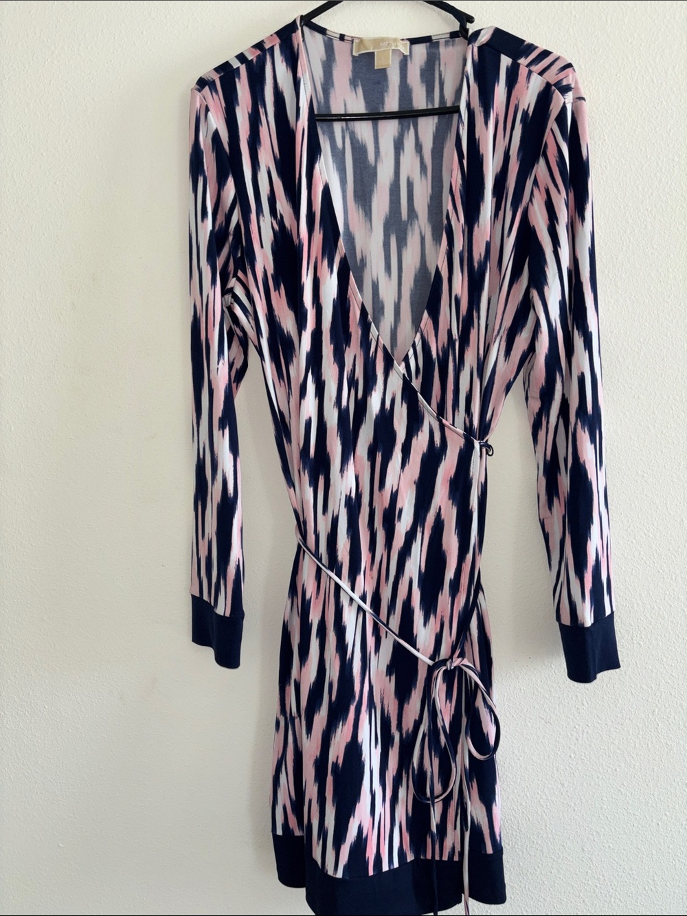 MICHAEL Michael Kors Pink, Black & White Long Sleeve Wrap Dress